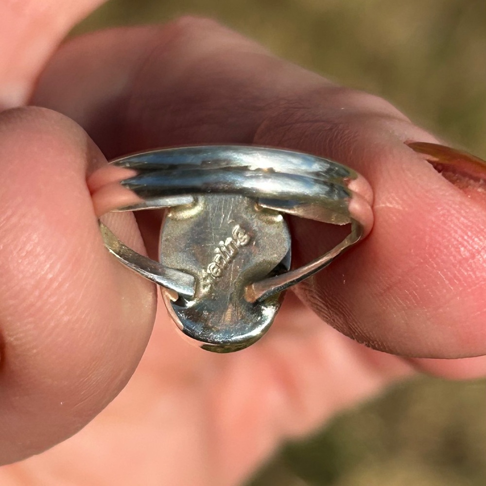 Zuni Navajo Made Sterling Silver Multi-Stone Inlay Ring - Picture 6 of 7